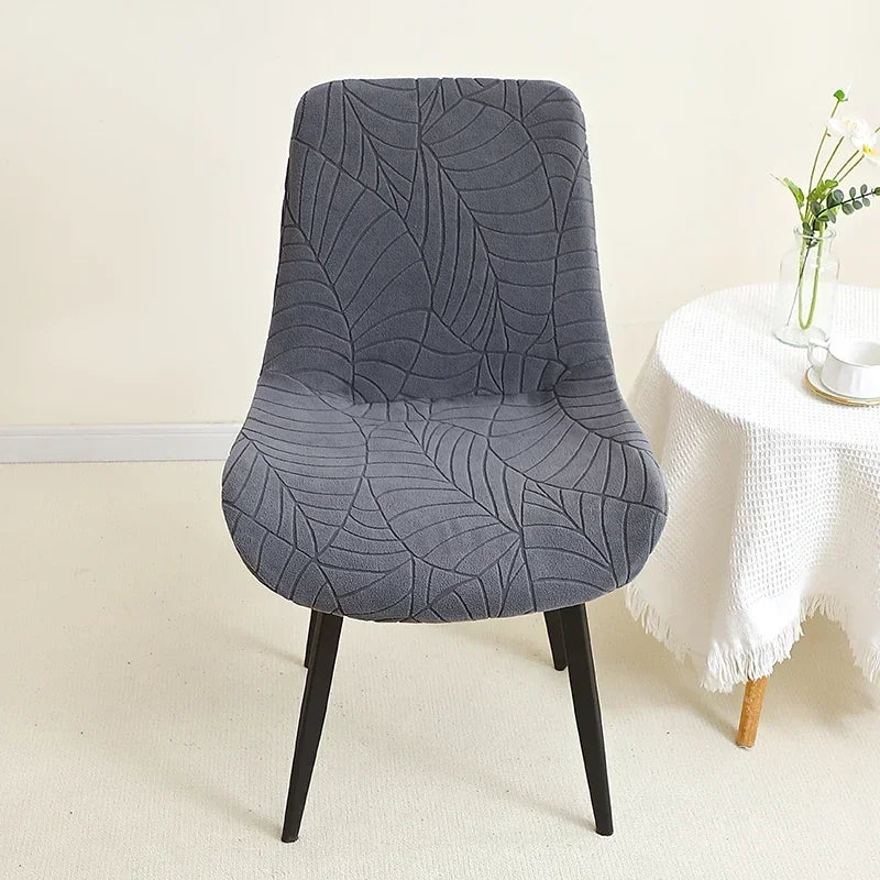 housse de chaise scandinave assise et dossier incurvé gris de face