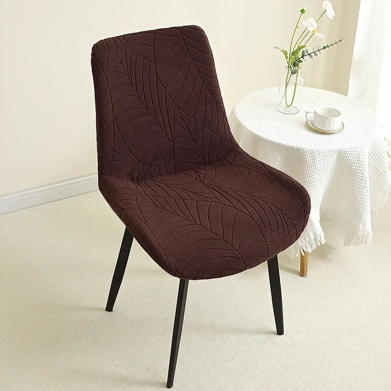 housse de chaise scandinave assise et dossier incurvé hibiscus marron