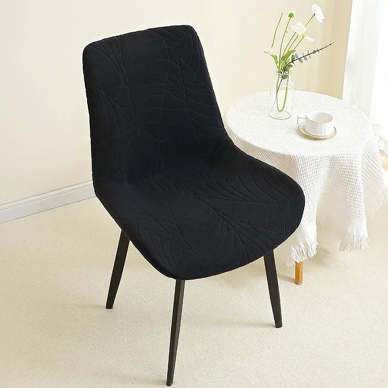 housse de chaise scandinave assise et dossier incurvé hibiscus noir
