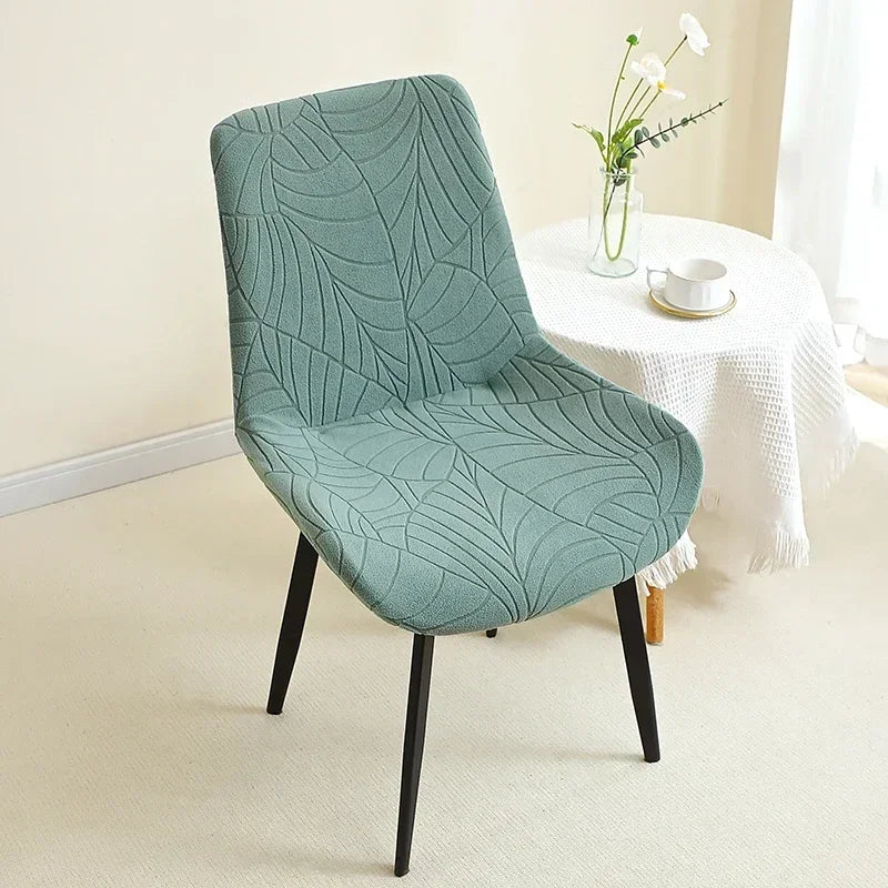 housse de chaise scandinave assise et dossier incurvé hibiscus vert matcha