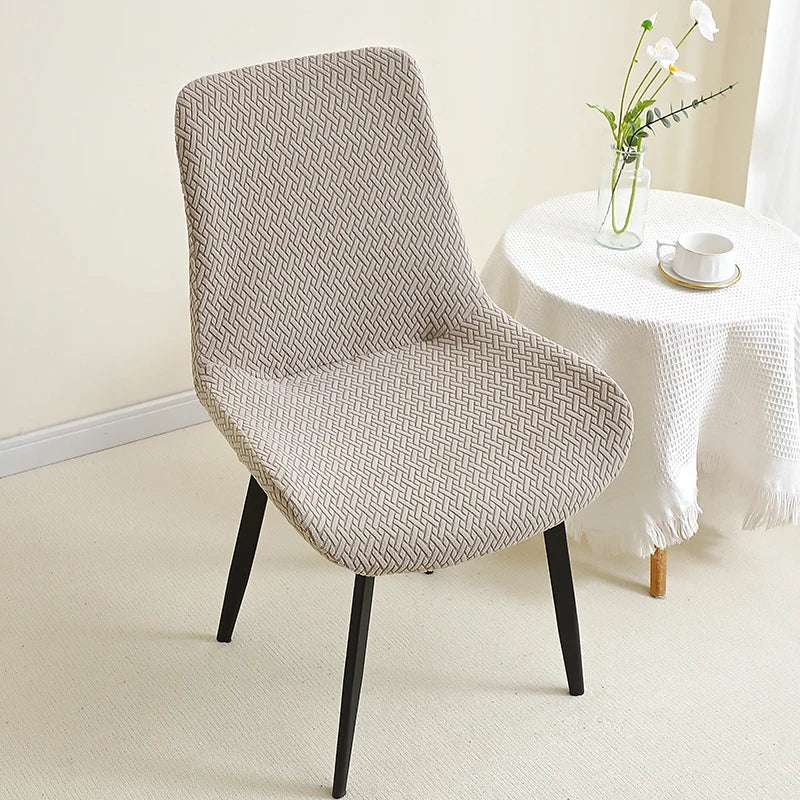 housse de chaise scandinave assise et dossier incurvé taupe