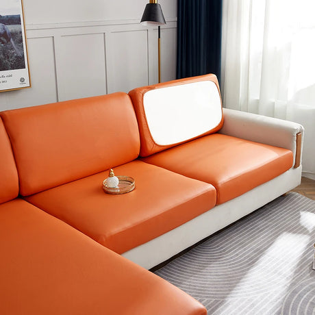 housse de coussin de canapé imperméable simili-cuir orange