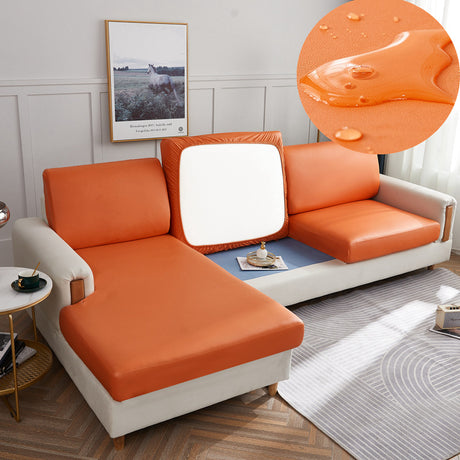 housse de coussin de canapé imperméable simili-cuir orange