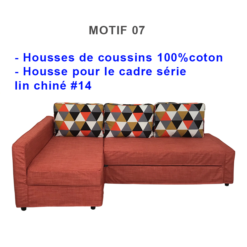 Housse canapé d'angle convertible IKEA FRIHETEN 100%coton motif 07