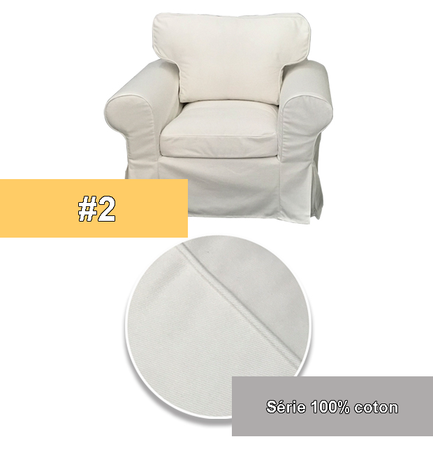 Housse fauteuil IKEA EKTORP haut de gamme 100% coton blanc