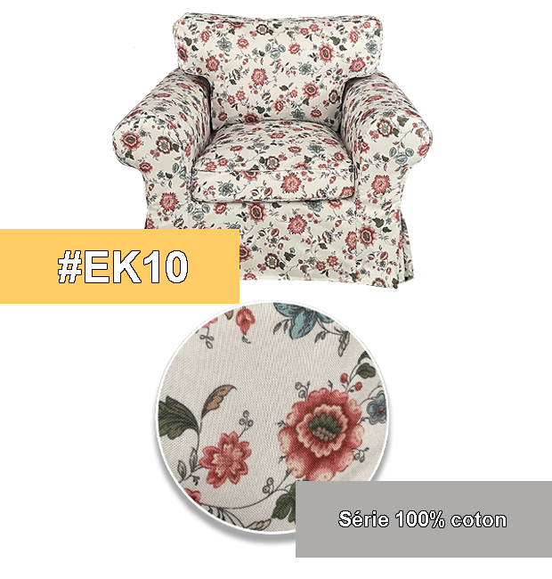 Housse fauteuil IKEA EKTORP haut de gamme 100% coton motif floral
