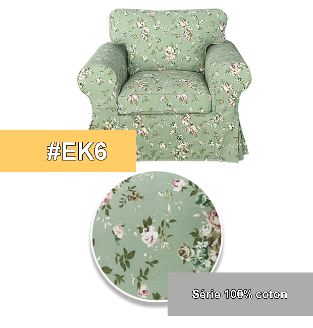 Housse fauteuil IKEA EKTORP haut de gamme 100% coton motifs vert