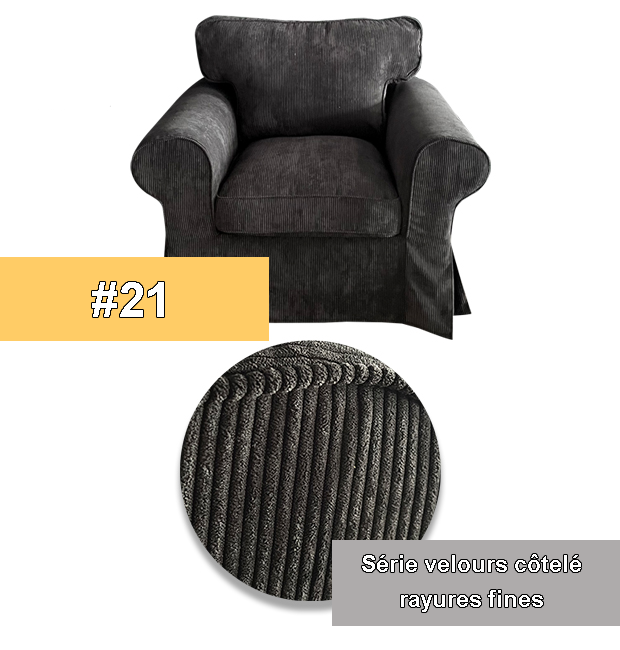 Housse fauteuil IKEA EKTORP luxe velours côtelé anti griffes noir
