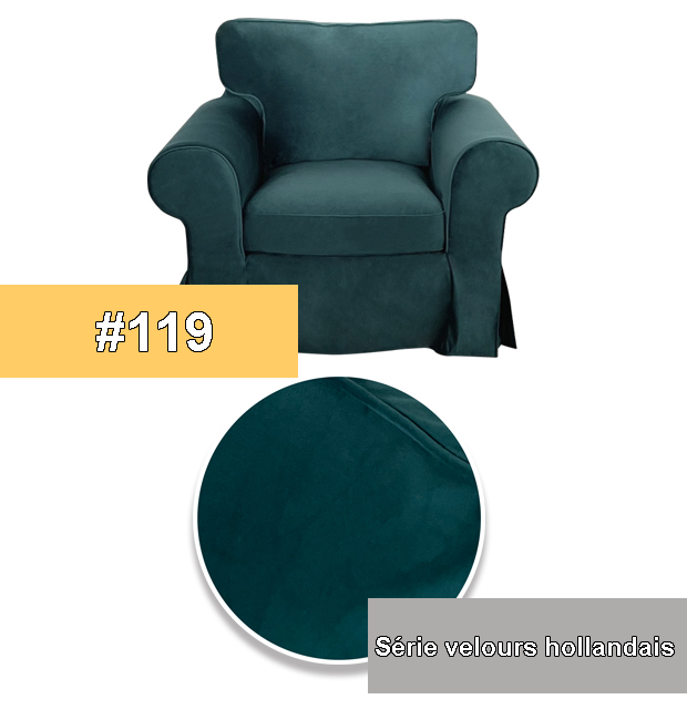 Housse fauteuil IKEA EKTORP luxe velours vert abyssale