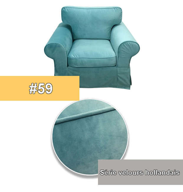 Housse fauteuil IKEA EKTORP luxe velours bleue ciel