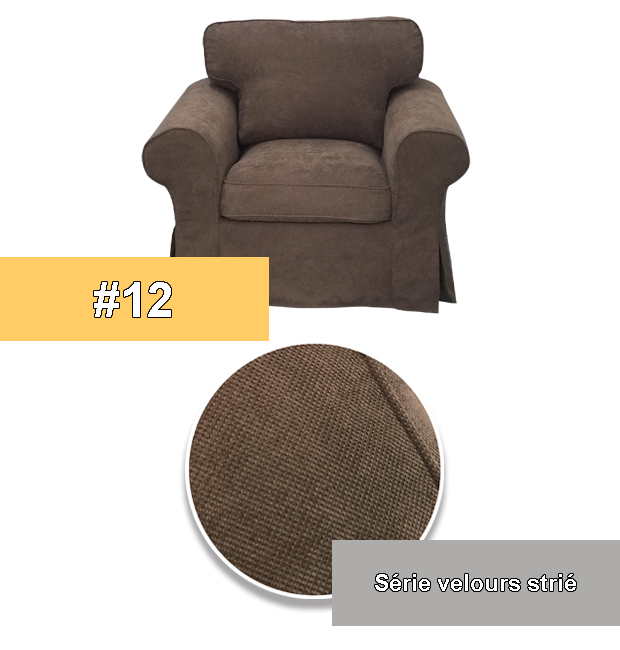 Housse fauteuil IKEA EKTORP luxe velours strié anti griffes marron