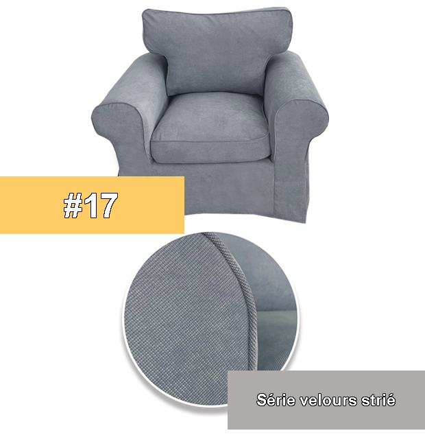 Housse fauteuil IKEA EKTORP luxe velours strié anti griffes gris