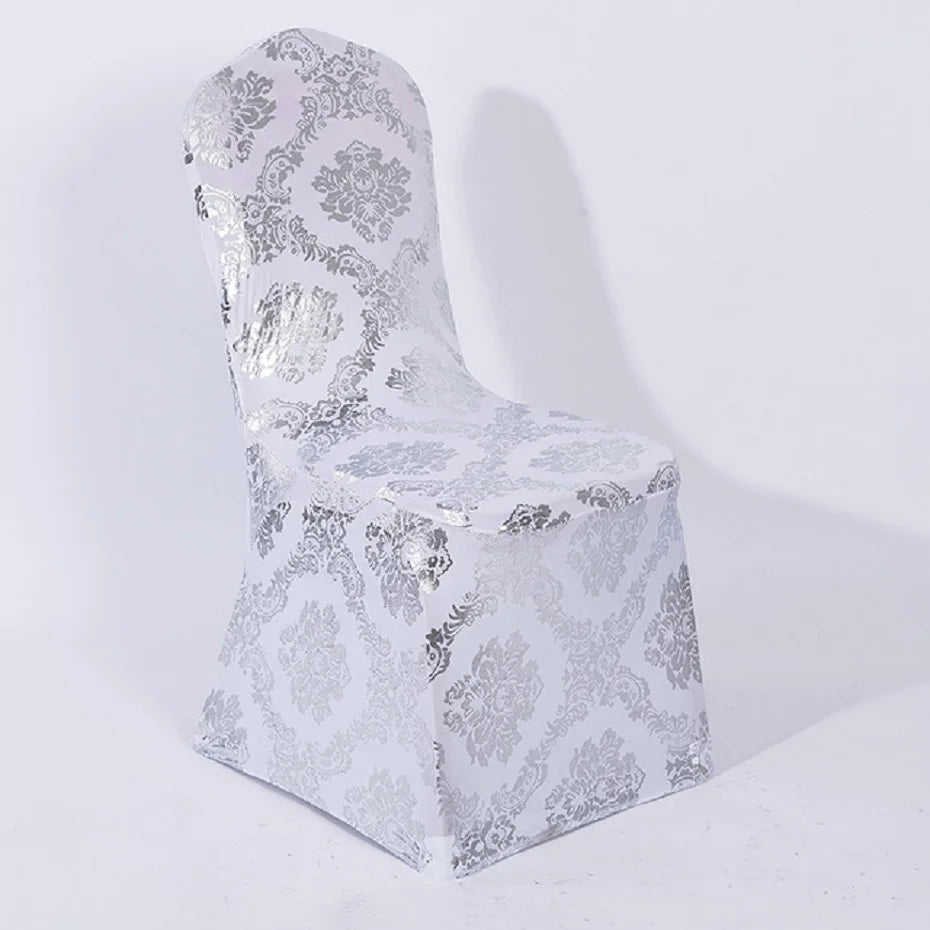 Housse de chaise mariage motif doré argent