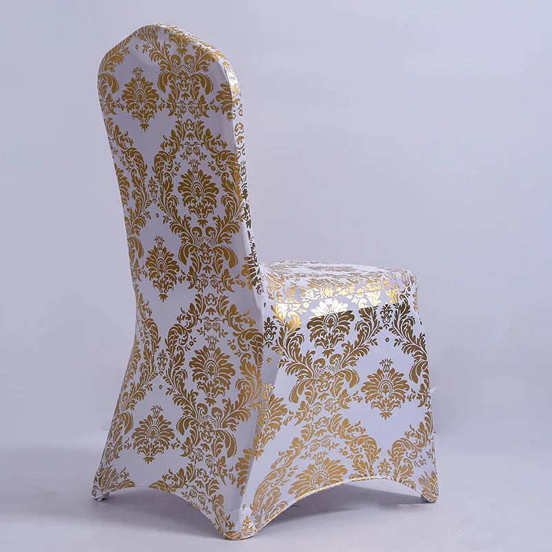 Housse de chaise mariage motif doré vue de profil