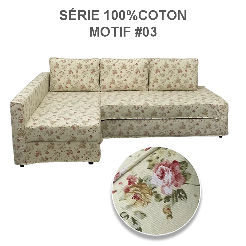 Housse canapé d'angle convertible IKEA FRIHETEN 100%coton motif 03