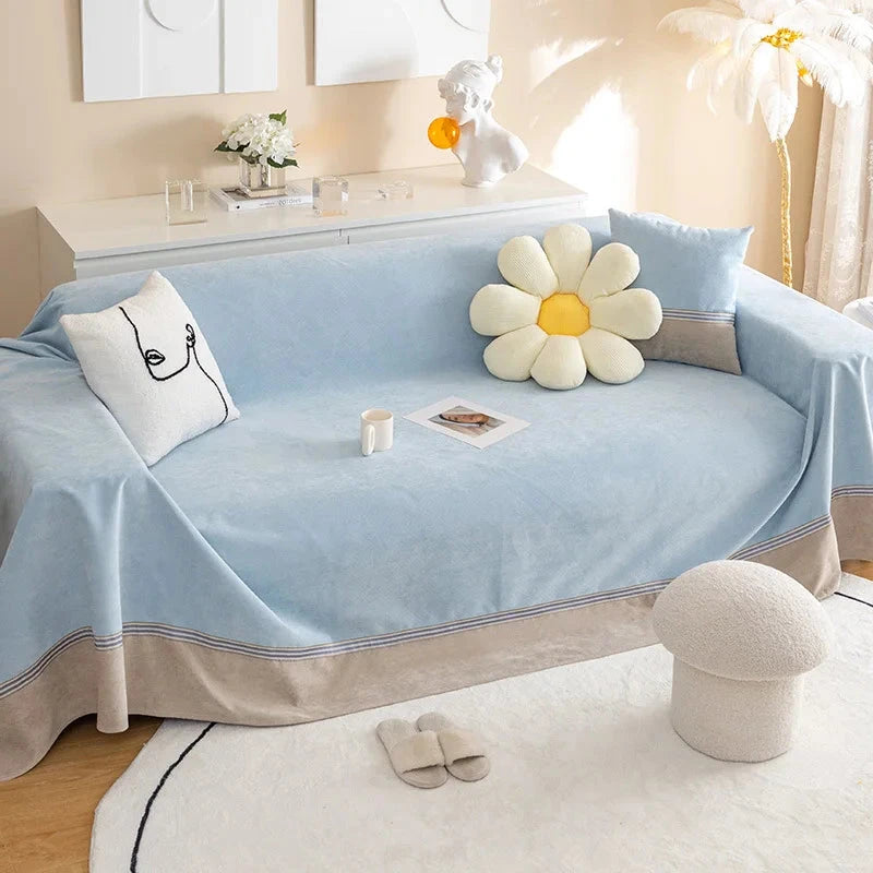 jeté de canapé grande taille 100% imperméable, anti taches et anti griffes  bleue ciel