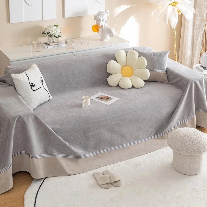 jeté de canapé grande taille 100% imperméable, anti taches et anti griffes  gris clair