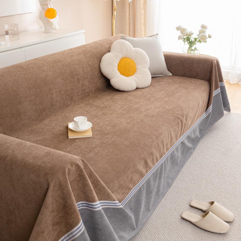 jeté de canapé grande taille imperméable, anti taches et anti griffes marron