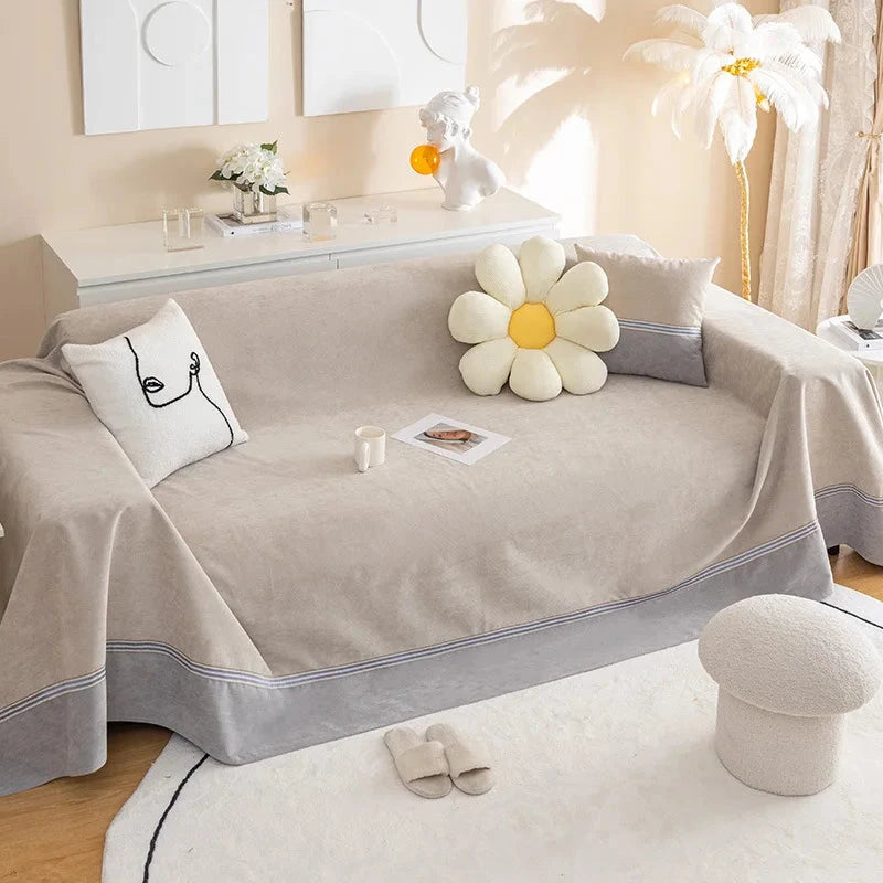 jeté de canapé grande taille imperméable, anti taches et anti griffes  taupe