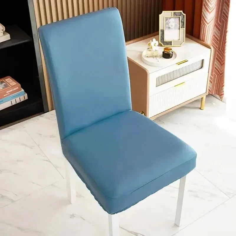 zoom Housse de chaise imperméable simili cuir hydrofuge bleue