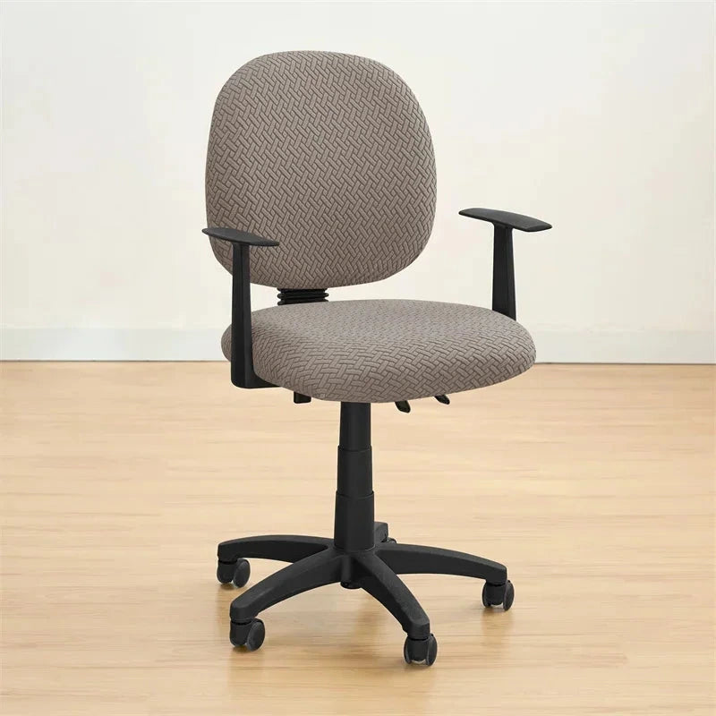 zoom Housse de siège de bureau extensible velours damassé taupe
