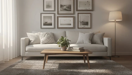 Décoration salon avec housses et tableau de peinture