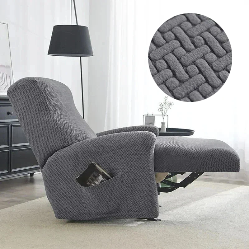 Housse pour fauteuil relax avec repose-pieds mécanique velours damassé