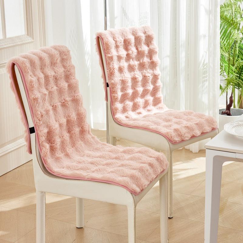 Couvre-chaise moelleux antidérapant en polaire douce rose