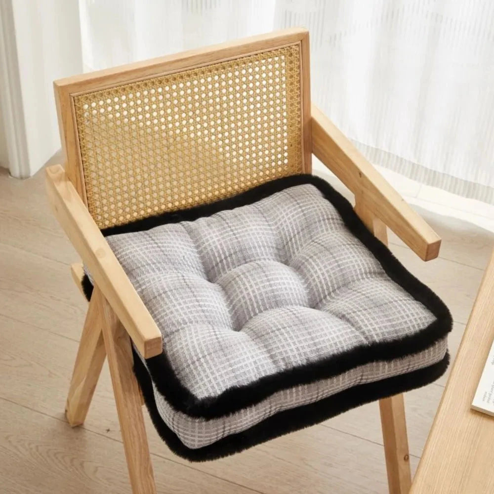 Galette de chaise carré rembourrée matelassée épaisse gris