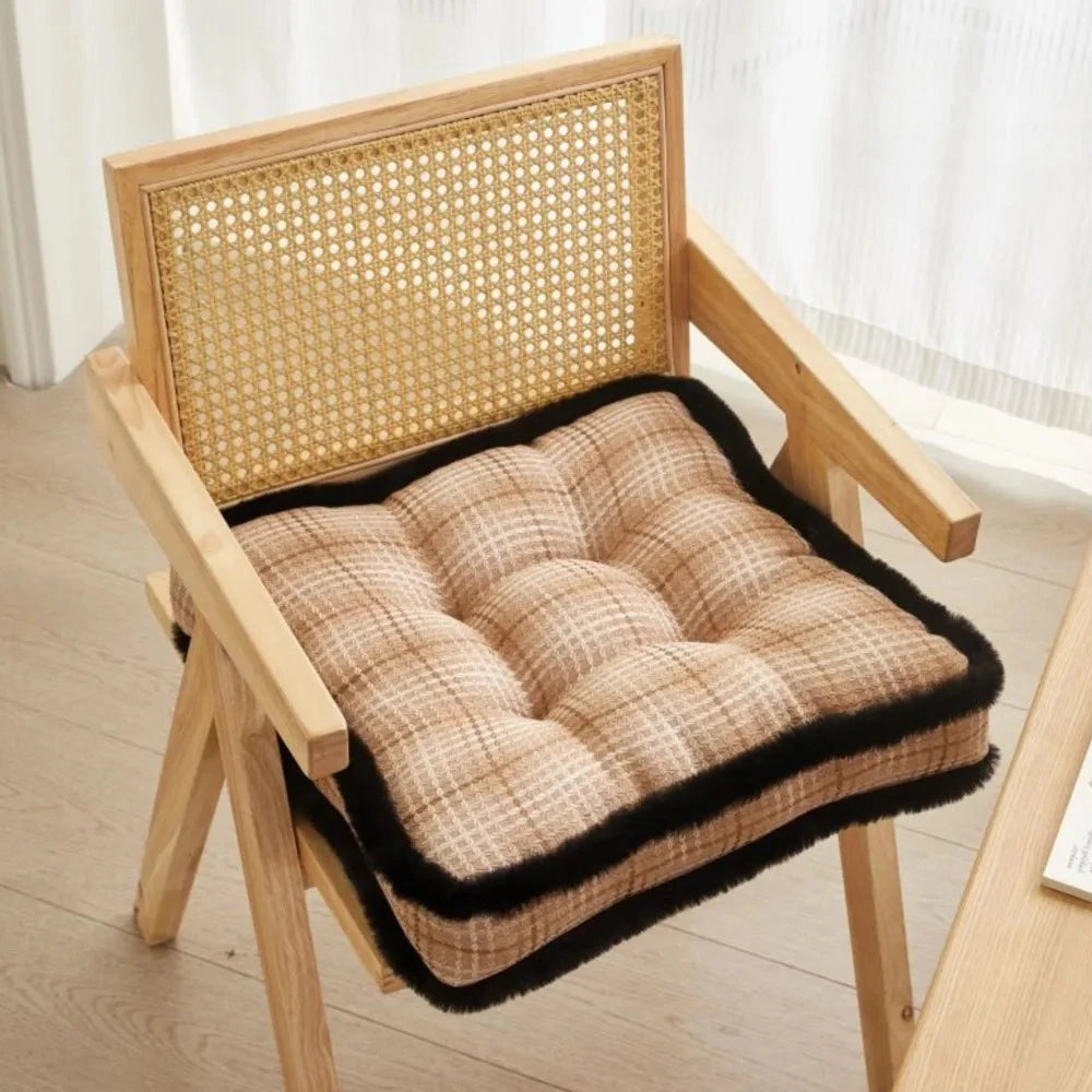 Galette de chaise carré rembourrée matelassée épaisse marron