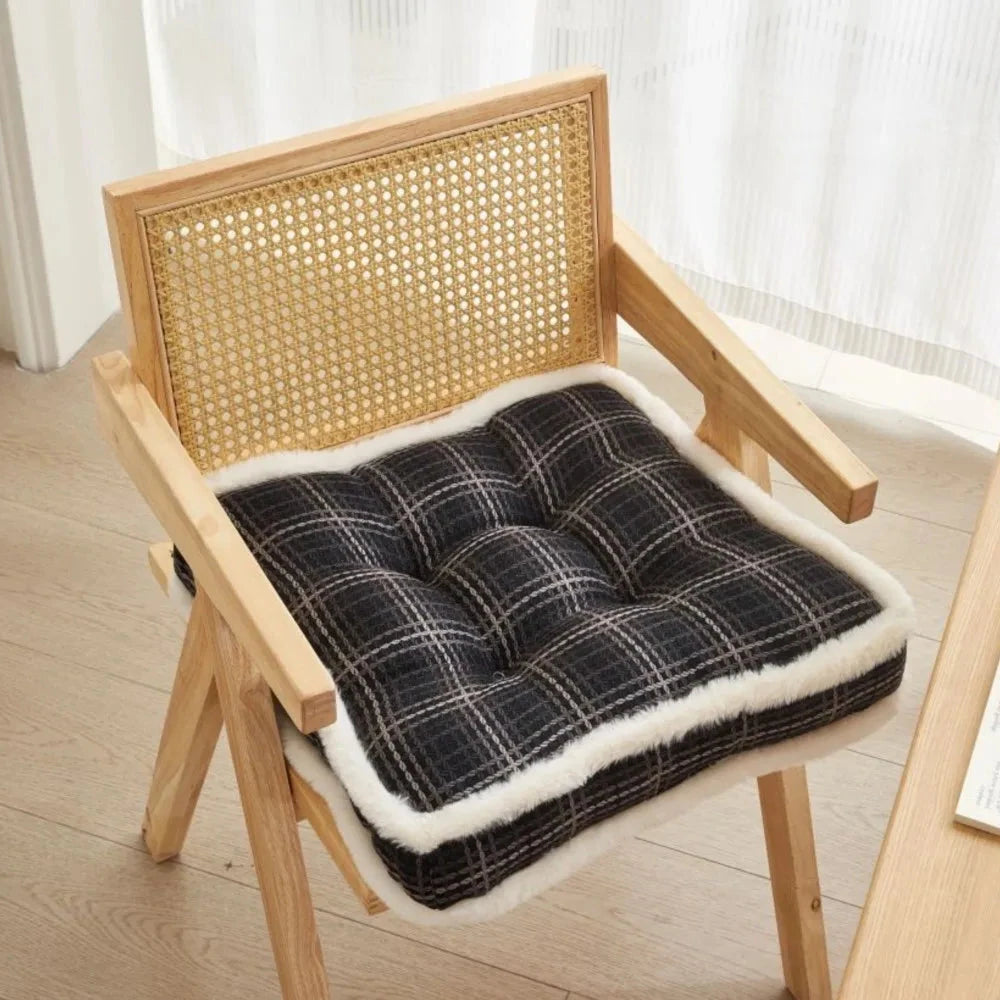 Galette de chaise carré rembourrée matelassée épaisse noir