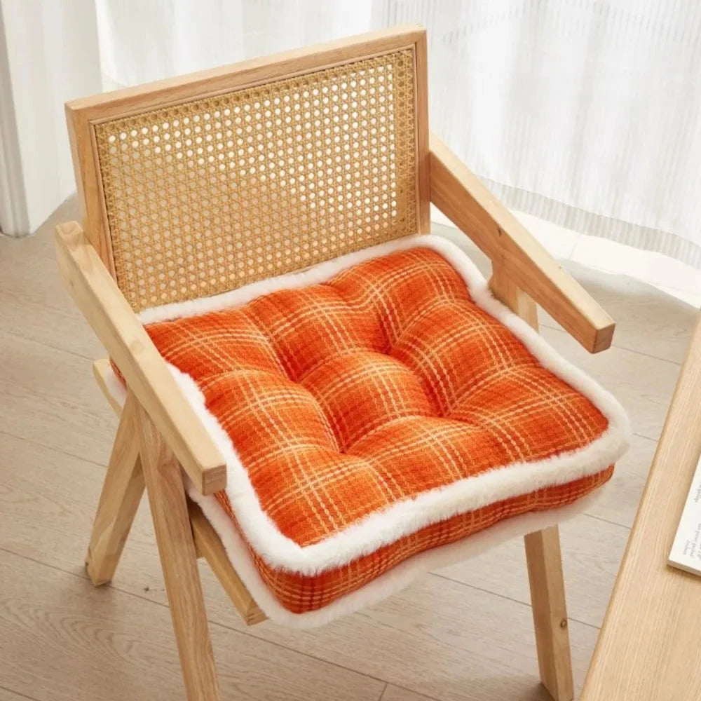 Galette de chaise carré rembourrée matelassée épaisse orange
