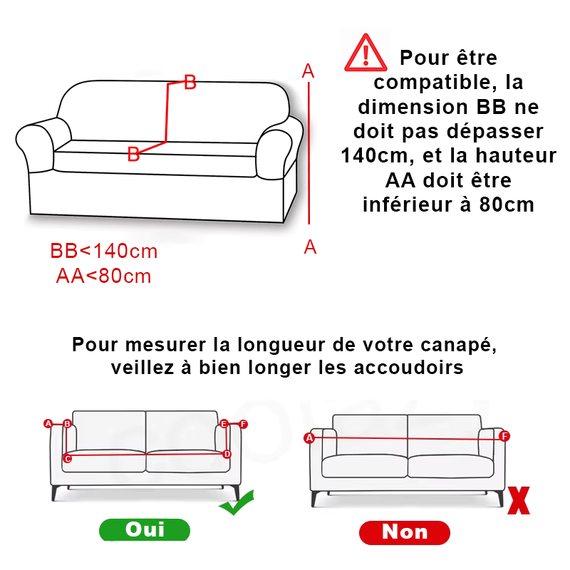 Housse de canapé extensibles en velours damassé 1, 2, 3, 4, 5 places