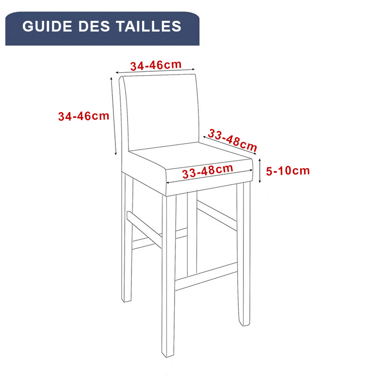 Guide des tailles housse tabouret de bar