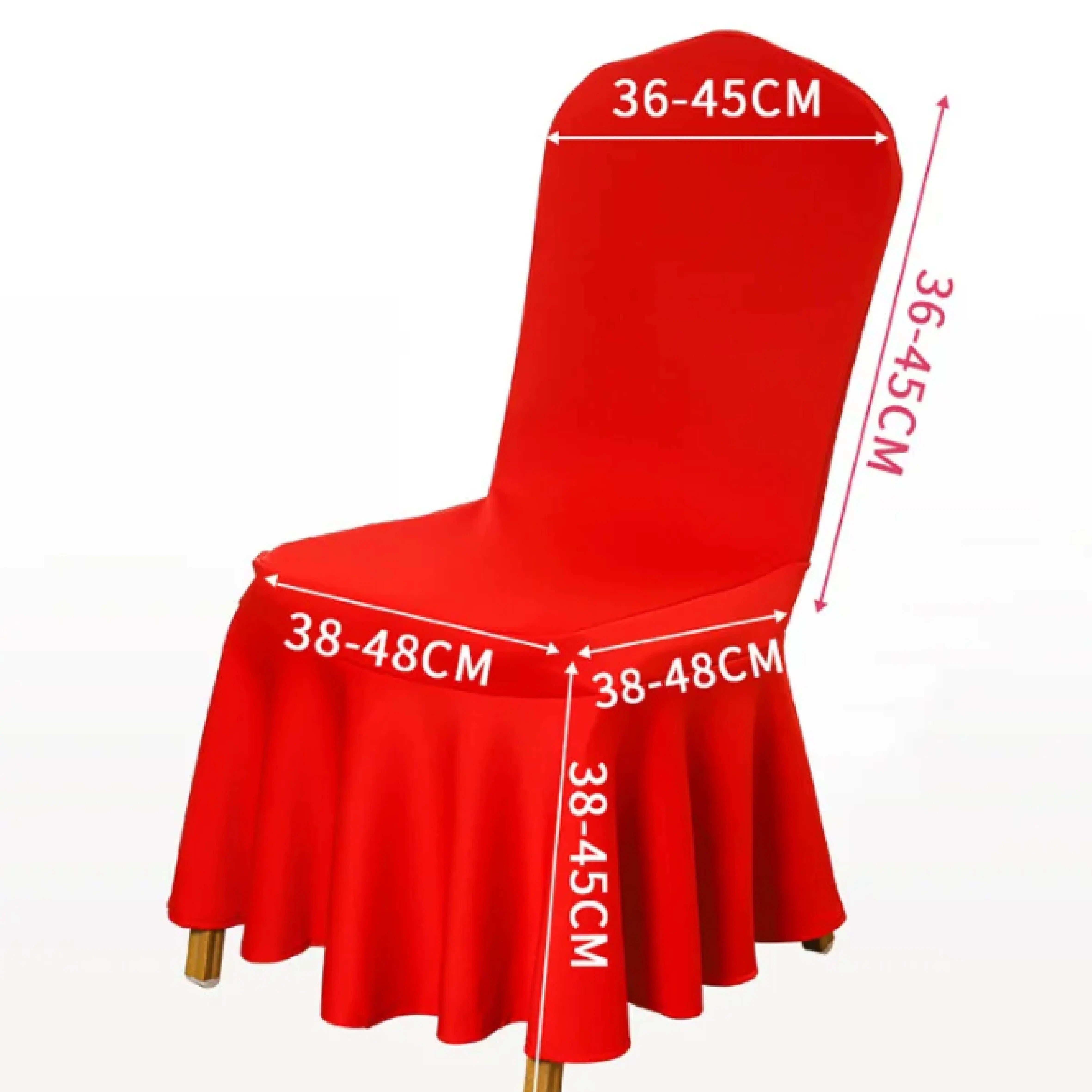Guide des tailles housse de chaise à jupes 
