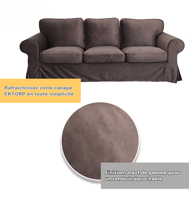 Housse canapé IKEA EKTORP luxe haut de gamme marron tissu