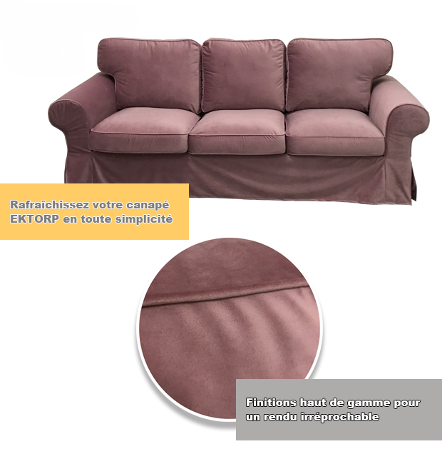 Housse canapé IKEA EKTORP luxe haut de gamme saumon tissu