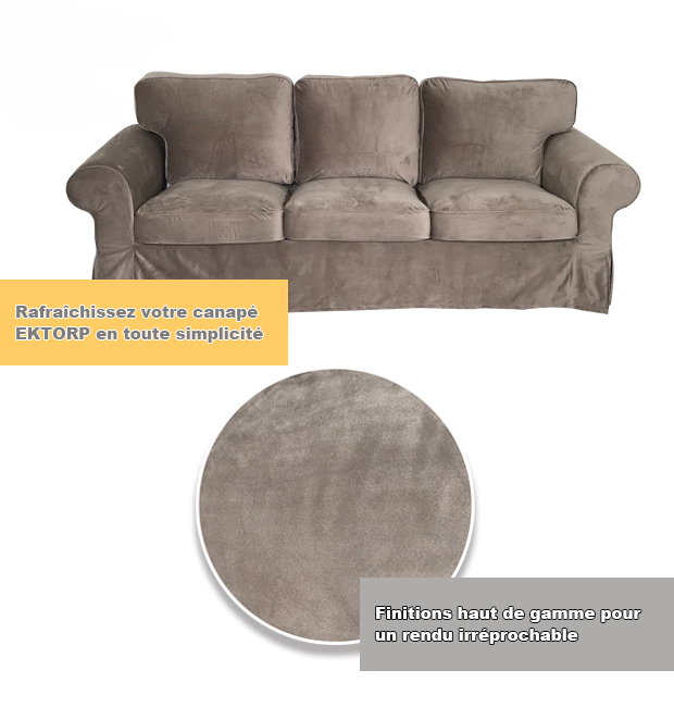 Housse canapé IKEA EKTORP luxe haut de gamme taupe tissu