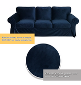 Housse canapé IKEA EKTORP luxe haut de gamme velours bleue marine tissu