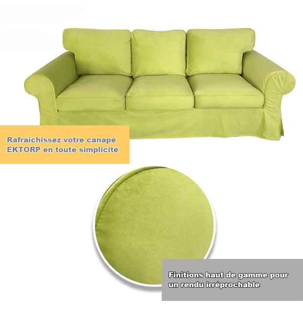 Housse canapé IKEA EKTORP luxe haut de gamme velours citron vert pistache