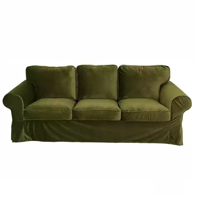 Housse canapé IKEA EKTORP luxe haut de gamme velours khaki olive