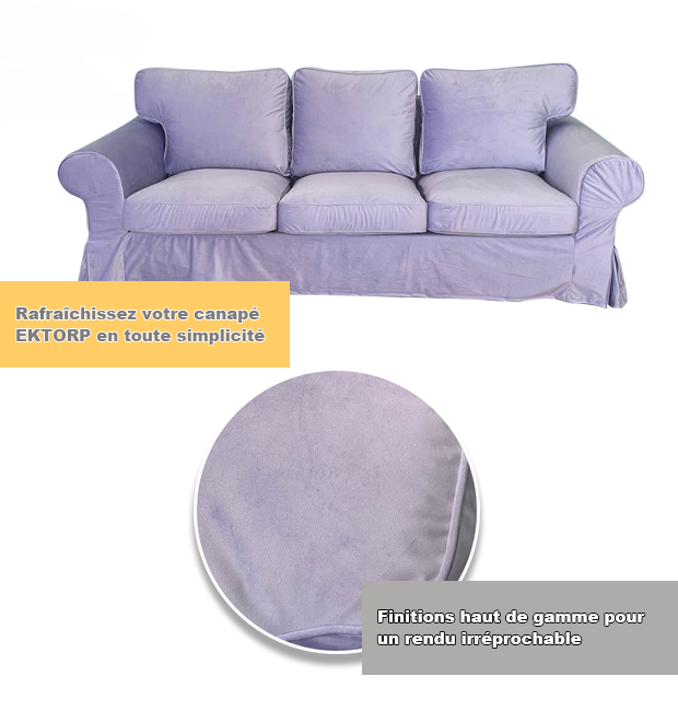 Housse canapé IKEA EKTORP luxe haut de gamme velours lavande tissu
