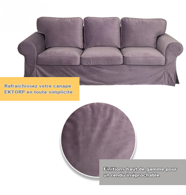 Housse canapé IKEA EKTORP luxe haut de gamme velours mauve tissu