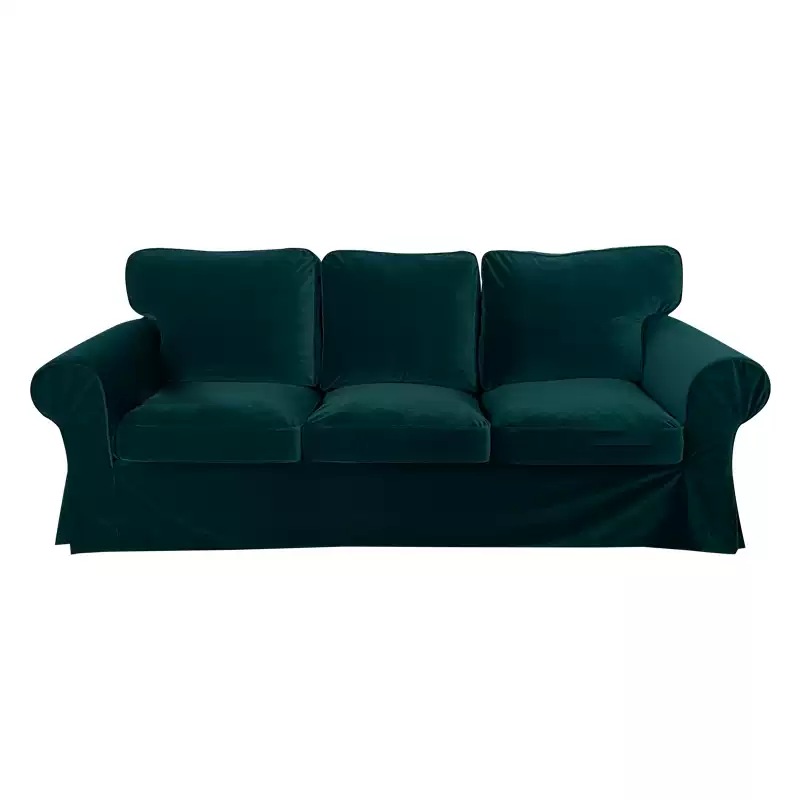 Housse canapé IKEA EKTORP luxe haut de gamme velours vert abyssale
