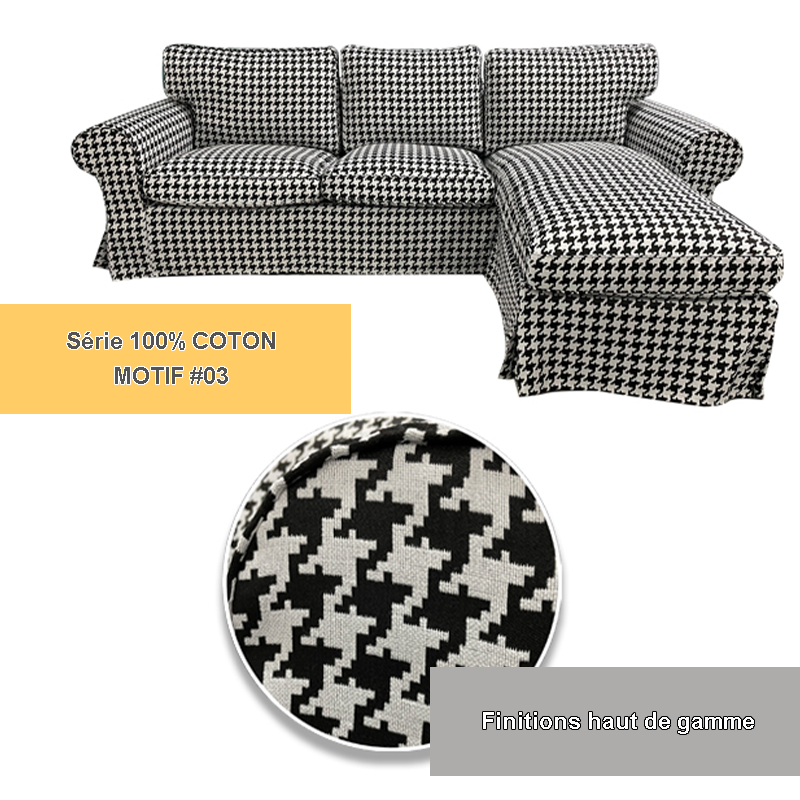 Housse canapé d'angle IKEA EKTORP 2 places + méridienne - motifs imprimés