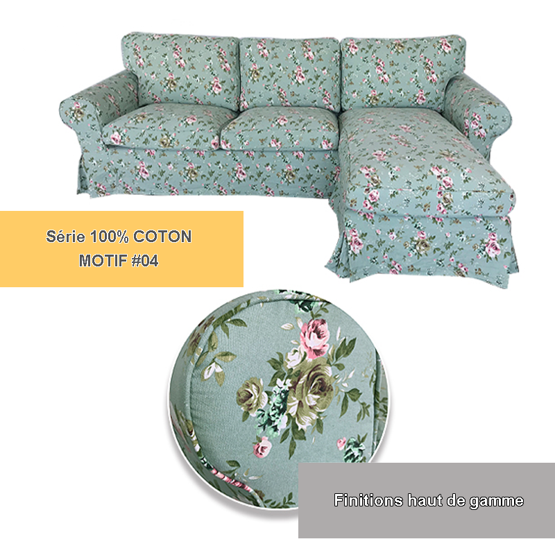 Housse canapé d'angle IKEA EKTORP 2 places + méridienne - motifs imprimés