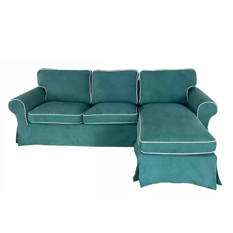 Housse canapé d'angle IKEA EKTORP  méridienne - Velours strié renforcé turquoise