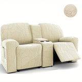 Housse canapé relax 2 places tablette centrale beige