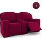Housse canapé relax 2 places tablette centrale bordeaux