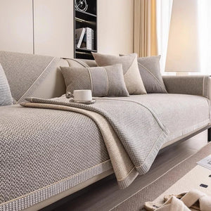 Housse de canapé antidérapante pur coton tressé twill denim anti griffures